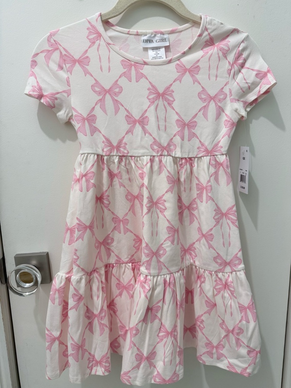 Pink Bow Print Dress
